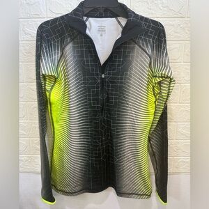 Womens Nike Pro Thermal Black and‎ Neon Yellow Running Top Size L